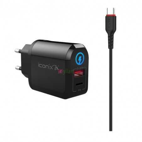 Chargeur télephone android mural 18W port USB-C ICONIX IC-HC1028