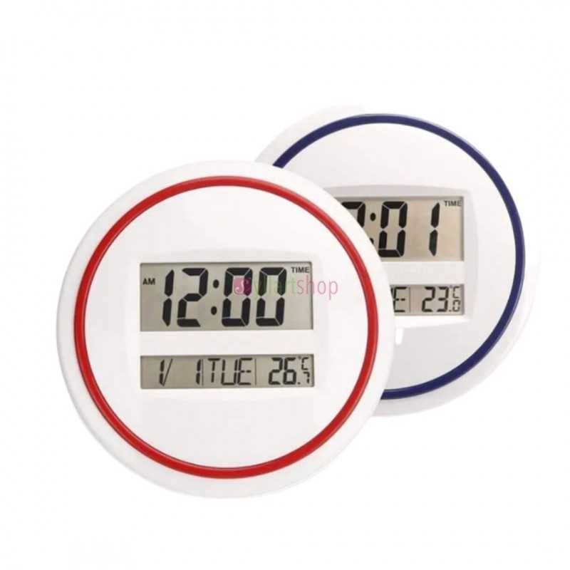 Horloge murale et de table, rond, grand écran LCD affichage de l'heure, de la date, Réveil électronique Horloge murale et de table, rond, grand écran LCD affichage de l'heure, de la date, Réveil électronique