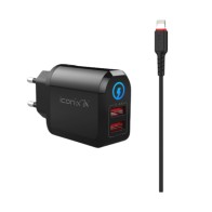 Chargeur Mural ICONIX 17W (3.4A) | Ultra-Rapide pour iPhone & iPad | Câble Lightning Intégré