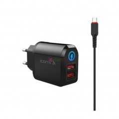 Chargeur Mural ICONIX 12W (2.4A) | Rapide pour iPhone & iPad | USB-A + Câble Micro V8