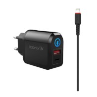Chargeur Mural ICONIX 18W | Dual Port Ultra-Rapide (Lightning Intégré + USB) | Certifié pour iPhone/iPad