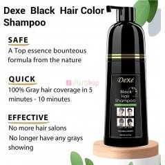 Dexe Black Hair Shampoo | Coloration Instantanée 5 Minutes | Formule aux Herbes 400ml