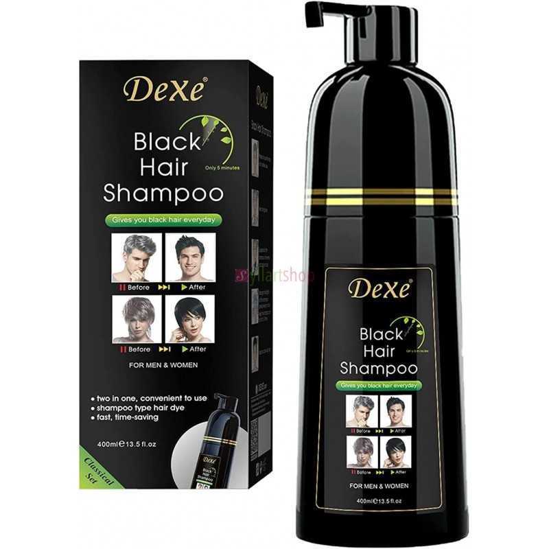 Dexe Black Hair Shampoo | Coloration Instantanée 5 Minutes | Formule aux Herbes 400ml