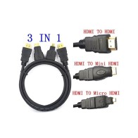 Câble HDMI 3 en 1 vers Micro HDMI + Mini HDMI + HDMI Mâle-Mâle