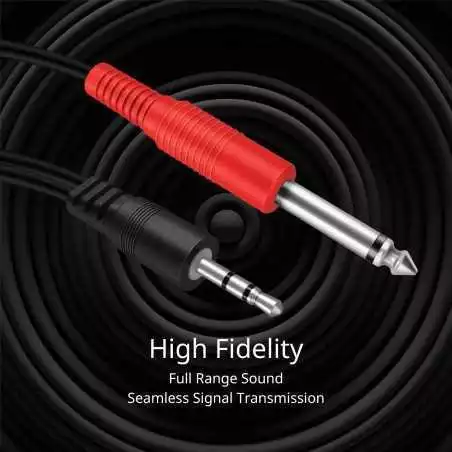 Câble audio TRS 3.5mm vers double 1/4" TS (0,9 m) – Mâle 3.5 mm 1/8" stéréo AUX auxiliaire vers 6.35 mm 1/4" Y