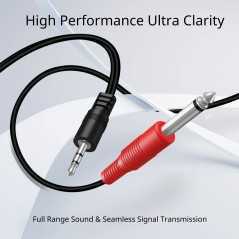 Câble audio TRS 3.5mm vers double 1/4" TS (0,9 m) – Mâle 3.5 mm 1/8" stéréo AUX auxiliaire vers 6.35 mm 1/4" Y