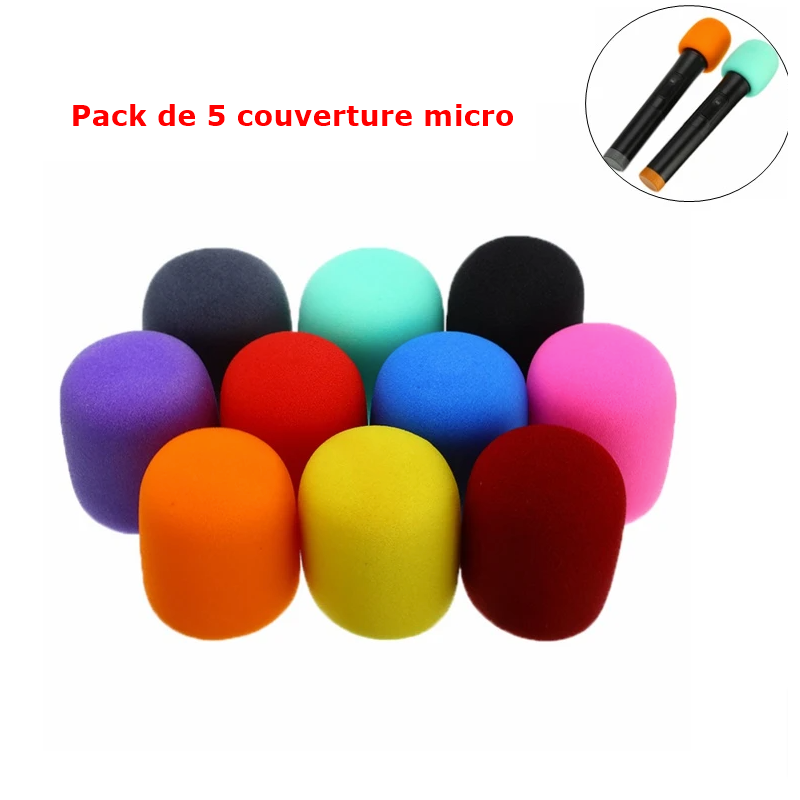 Couverture en mousse pour Microphone karaoké DJ, 5 pièces, multicolore, en forme de boule, haute qualité, 2.8x2.3 pouces Couverture en mousse pour Microphone karaoké DJ, 5 pièces, multicolore, en forme de boule, haute qualité, 2.8x2.3 pouces