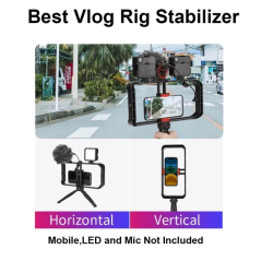 Cage de Support Mobile Jmary MT-33 | Support avec Griffe Flash pour Micro MM1 et Lumière LED