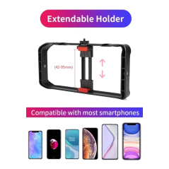 Cage de Support Mobile Jmary MT-33 | Support avec Griffe Flash pour Micro MM1 et Lumière LED