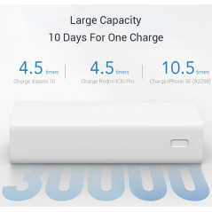 Batterie externe Powerbank 3 pour portable Xiaomi PB3018ZM charge rapide 30000 mAh puissance 18W prise USB Type-C