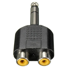 Adaptateur Jack 6,35 mm Mâle vers 2 RCA Femelles | Audio Stéréo | Moule Plastique