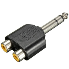 Adaptateur Jack 6,35 mm Mâle vers 2 RCA Femelles | Audio Stéréo | Moule Plastique