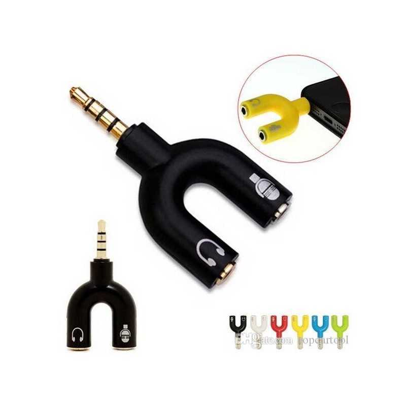 Adaptateur Audio Câble U Type jack 3.5mm Sortie Câble Mâle à 2 Femelle Adaptateur Audio Câble U Type jack 3.5mm Sortie Câble Mâle à 2 Femelle