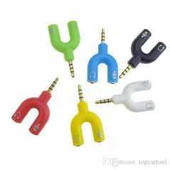 Adaptateur Audio Câble U Type jack 3.5mm Sortie Câble Mâle à 2 Femelle