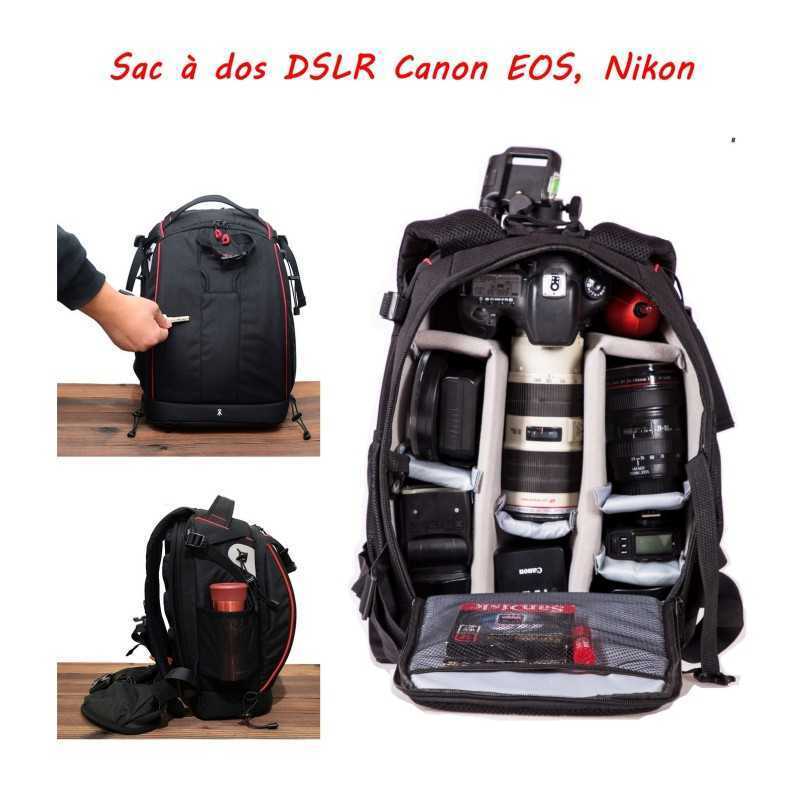 Sac à dos DSLR Professionnel pour Canon EOS & Nikon | Rembourré | Imperméable