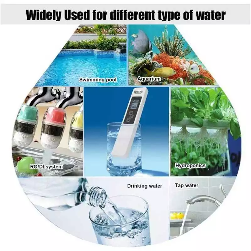 Stylo de test de qualité de l’eau numérique Ec Tds Testeur Ph Mètre  Instruments de dureté de l’eau Outil de test de pureté pour l’eau potable