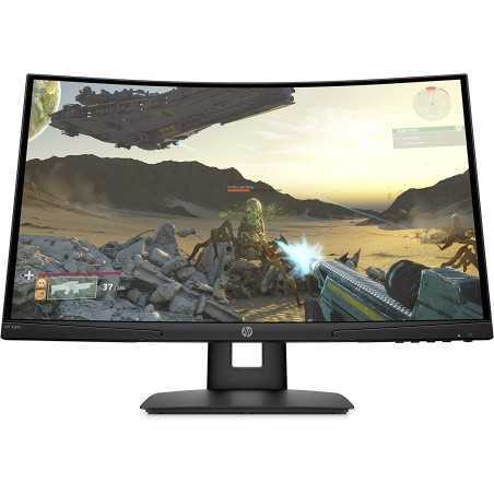 Ecran HP X24c gaming incurvé 1500R en résolution FHD avec taux de rafraîchissement de 144 Hz et AMD FreeSync Premium noir
