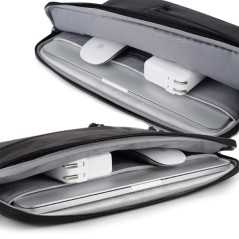 Sac a main pour ordinateur portable avec fermeture eclair 13 pouces noir/gris