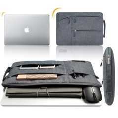 Sac a main pour ordinateur portable avec fermeture eclair 13 pouces noir/gris