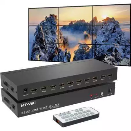 Répartiteur MT-VIKI MT-HD0109 3x3, HDMI 1080p 60Hz 9 ports 4K x 2K et 1 entrée pour affichage d'épissage TV 9