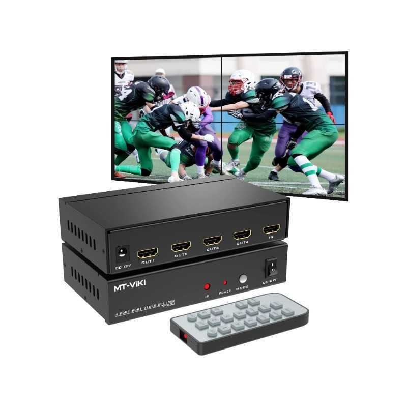 Repartiteur MT-VIKI MT-HD0104 HDMI 4K 30Hz pour 4 écrans d'épissage TV et 8 modes d'affichage