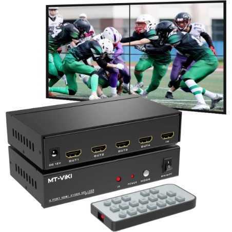 Repartiteur MT-VIKI MT-HD0104 HDMI 4K 30Hz pour 4 écrans d'épissage TV et 8 modes d'affichage