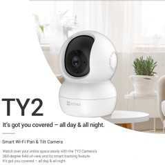 caméra de surveillance wifi ezviz ty2 | full hd 1080p | 360° motorisée | original