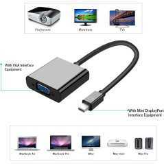 Adaptateur Mini DisplayPort vers VGA | Compatible MacBook & Surface | Full HD