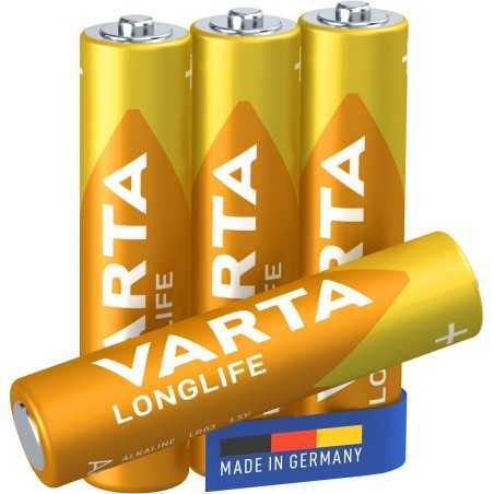 Lot de 4 Piles AAA Varta Alcalines Long life LR03 1.5 Volts