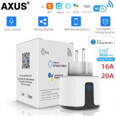 Prise connectée intelligente WiFi Tuya, AXUS-004 prise en charge d'Alexa, Google Home 16A
