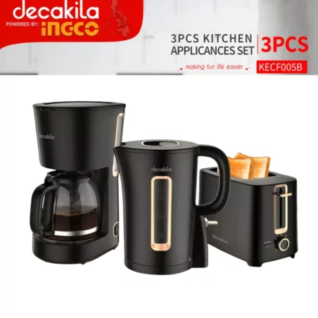 Ensemble d'appareils de cuisine 3 pièces (bouilloire, grille-pain et cafetière) Decakila KECF005B