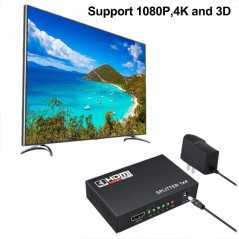 Répartiteur HDMI 1x4 Ports v1.4 Alimenté 4K/2K Full Ultra HD 1080p