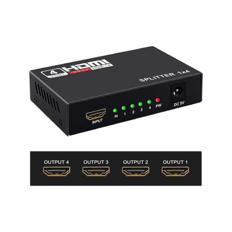 Répartiteur HDMI 1x4 Ports v1.4 Alimenté 4K/2K Full Ultra HD 1080p