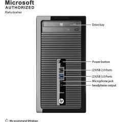 Ordinateur bureau HP ProDesk 400 G1 tour, Intel Quad Core i5-4570 jusqu'à 3,6 GHz, Ram 4G DDR3, 500GB HDD DVD, Windows 10 Pro 64