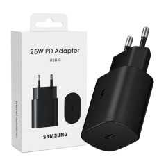 Tète chargeur téléphone USB-C Samsung 25W PD Charge Super Rapide 3.0A Noir EP-TA800 NBEGEU