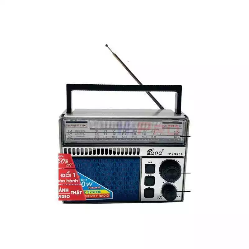 Radio solaire rechargeable et lecteur de musique Bluetooth USB-TF haut de gamme FEPE FP-310BT-S