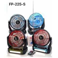 Haut parleur sans fil FEPE FP-225-S + ventilo radio Bluetooth avec lecteur de musique USB/TF/BT, 6 pouces, panneau solaire 5 V