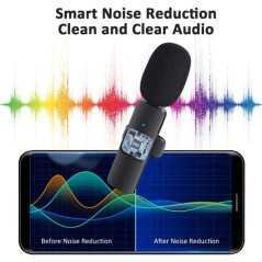 Mini microphone lavalier sans fil micro cravate K9-C type-c pour téléphone android avec réduction de bruit