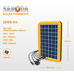 Panneau solaire pliable SARODA SP09-04 12W 18V jaune