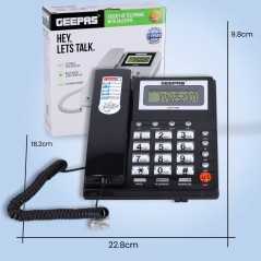 GEEPAS GTP-7185 | Téléphone Fixe Filiaire Simple | Afficheur LCD & Recomposition