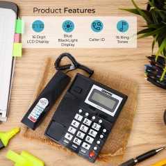 GEEPAS GTP-7185 | Téléphone Fixe Filiaire Simple | Afficheur LCD & Recomposition