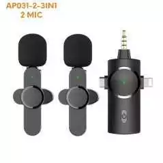 Microphone cravate sans fil double micro à revers pour Camera MICRO CRAVATE SANS FIL AP031-2-3IN1