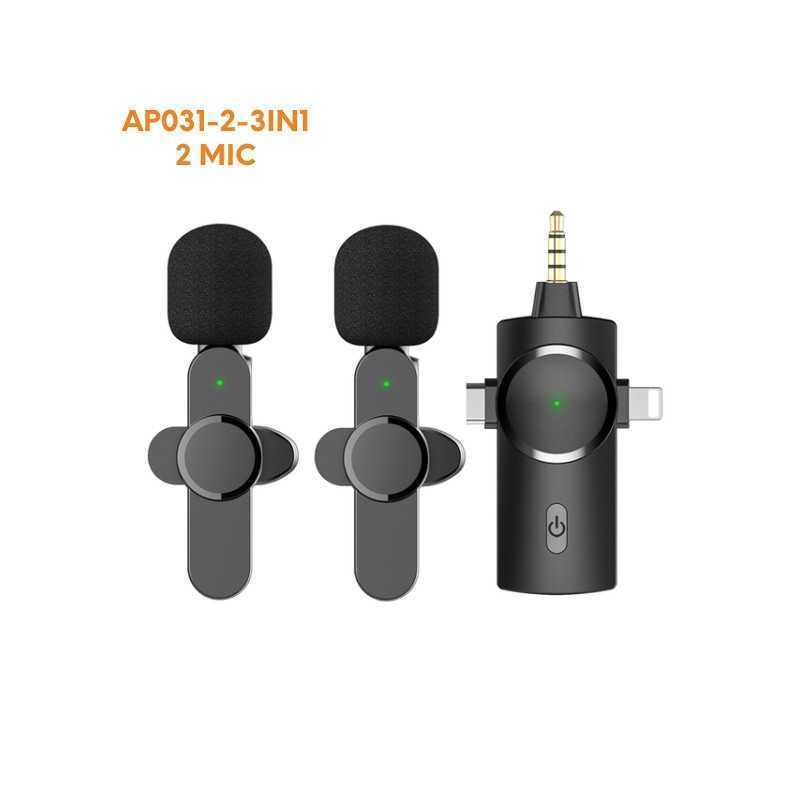 Microphone cravate sans fil double micro à revers pour Camera MICRO CRAVATE SANS FIL AP031-2-3IN1