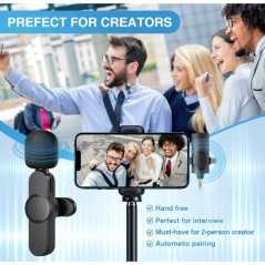 Microphone cravate sans fil double micro à revers pour Camera, MICRO CRAVATE SANS FIL AP031-3IN1,synchronisation automatique.