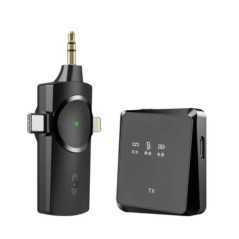 Microphone cravate sans fil double micro à revers pour Camera, MICRO CRAVATE SANS FIL AP009-3IN1  synchronisation automatique.