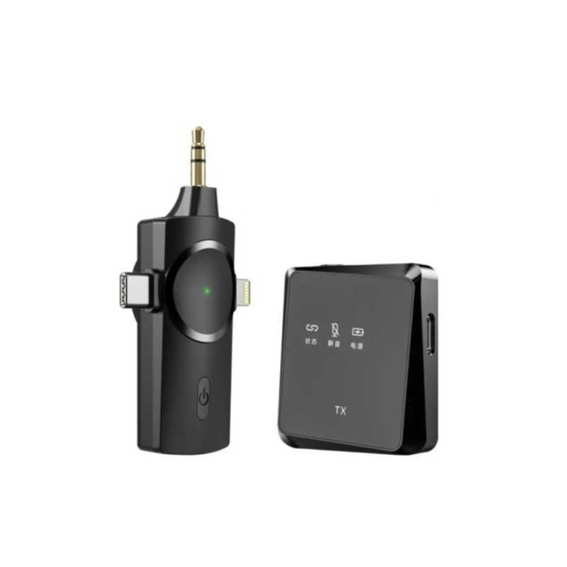 Microphone cravate sans fil double micro à revers pour Camera, MICRO CRAVATE SANS FIL AP009-3IN1  synchronisation automatique.