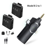 Microphone cravate lavalier sans fil double AP009-2-3IN1 à revers pour Camera, Android, PC et IOS