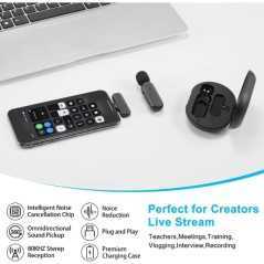 Mini Microphone cravate sans fil K60 avec boîtier de chargement, lot d'un seul micro à revers pour iPhone, micros sans fil