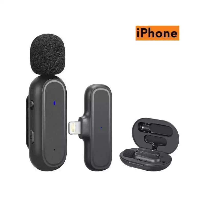 Mini Microphone cravate sans fil K60 avec boîtier de chargement, lot d'un seul micro à revers pour iPhone, micros sans fil