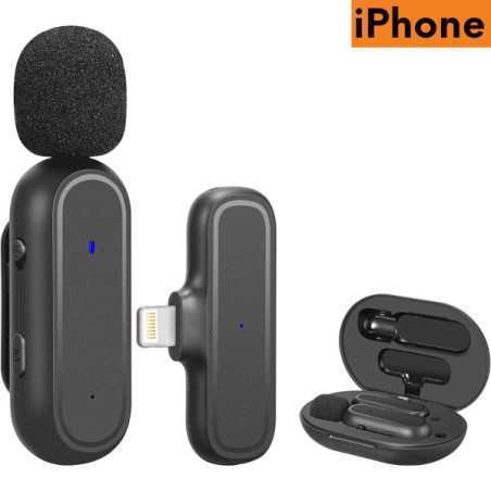 Mini Microphone cravate sans fil K60 avec boîtier de chargement, lot d'un seul micro à revers pour iPhone, micros sans fil